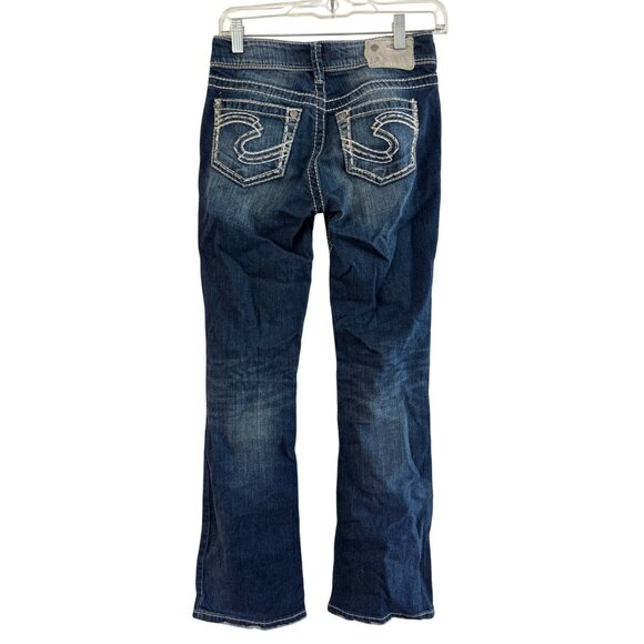 Silver Jeans Co. Suki Womens Dark Wash Distressed Skinny Bootcut Jeans W24 L32 D - Picture 2 of 7